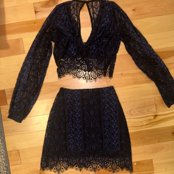 For Love & Lemons navy and black Lyla set top and skirt size xs - Picture 7 of 9